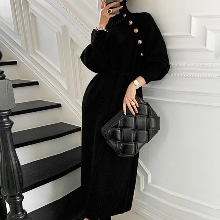 ニットワンピース 長袖 レディース 秋冬