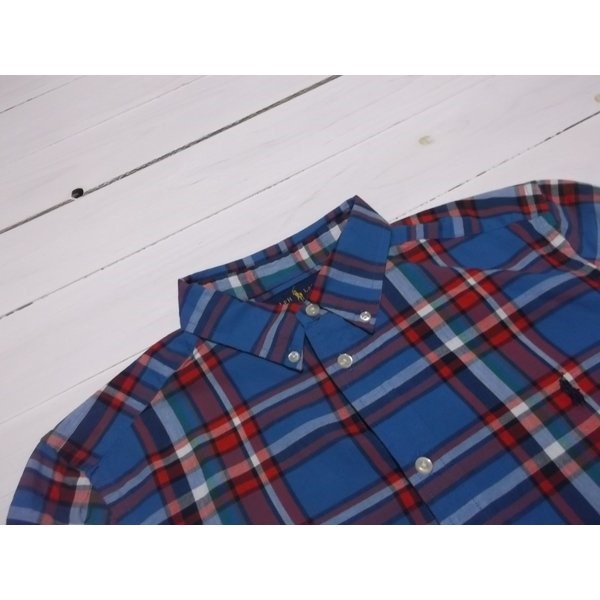 ボーイズサイズ 半袖 ボタンダウンシャツ ブルー boys PR2-1109 ボーイズサイズ 半袖 ボタンダウンシャツ ブルー boys PR2-1109