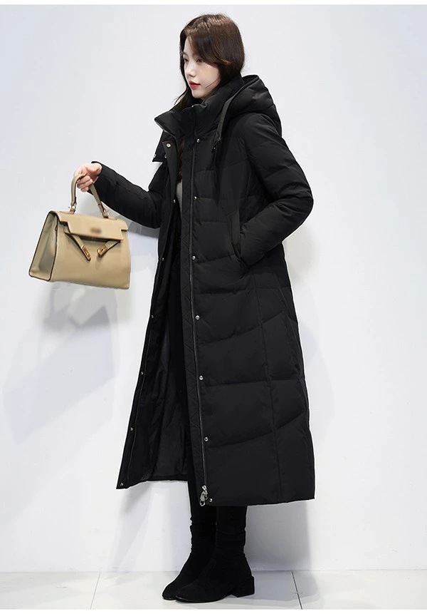 ダウンコート レディース ダウンジャケット 90％ダウン Aライン 帽子付き フード 母親 大きいサイズ 黒 ブラック 厚手 冬服 防寒着 おしゃれ S M L きれいめ 着やせ 20代 30代 40