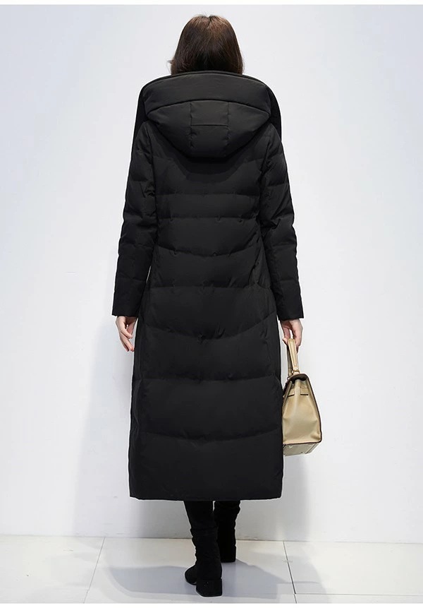 ダウンコート レディース ダウンジャケット 90％ダウン Aライン 帽子付き フード 母親 大きいサイズ 黒 ブラック 厚手 冬服 防寒着 おしゃれ S M L きれいめ 着やせ 20代 30代 40