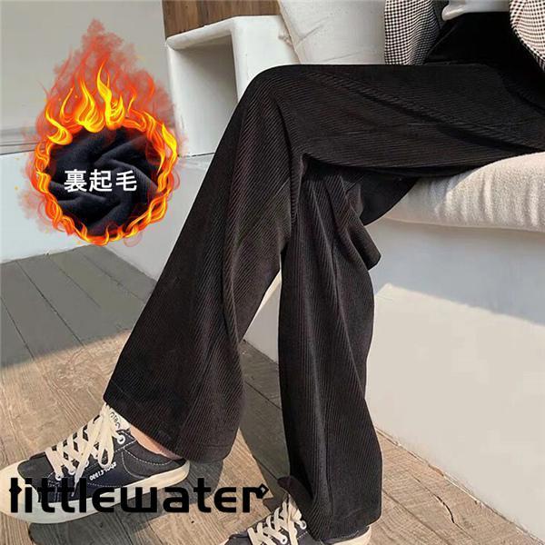 レディース秋冬ワイドパンツガウチョパンツ裏ポアパンツ防寒裏起毛ウエストゴムパンツ細身大きい通勤通学お洒落