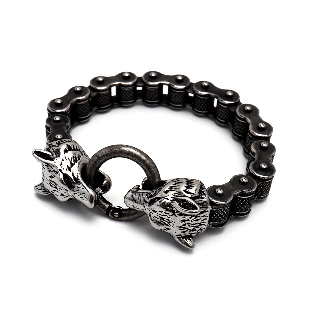ステンレス ウルフ バイクチェーンブレス [b541]