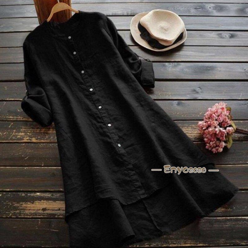 【即納】綿麻混ワンピース レディース 30代 40代 夏 春 秋 トップス 体型カバー ロングシャツ チュニック ゆったり シャツワンピース 長袖 リネンシャツ 大きいサイズ