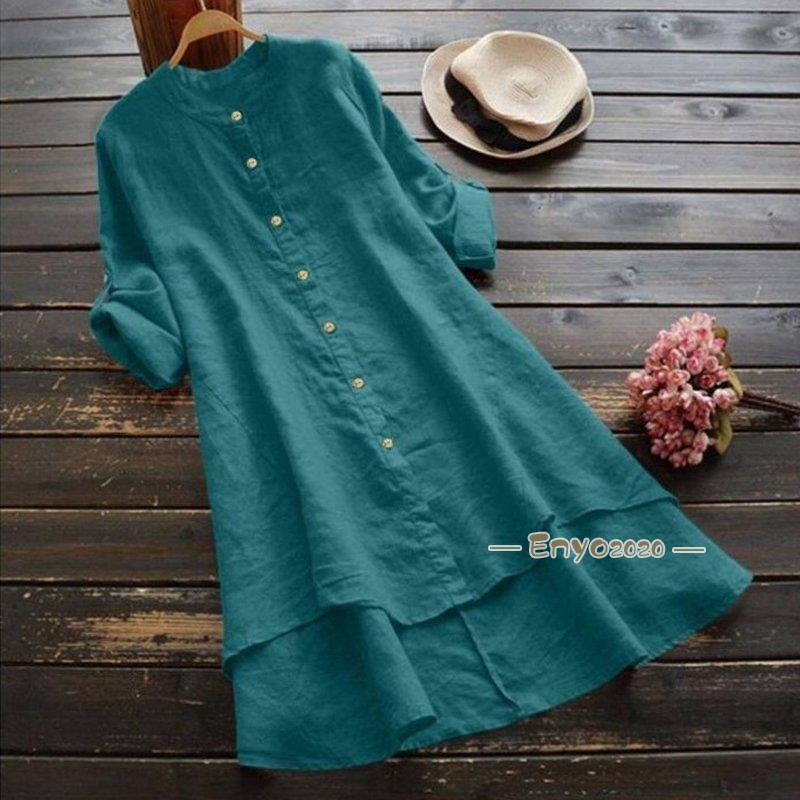 【即納】綿麻混ワンピース レディース 30代 40代 夏 春 秋 トップス 体型カバー ロングシャツ チュニック ゆったり シャツワンピース 長袖 リネンシャツ 大きいサイズ