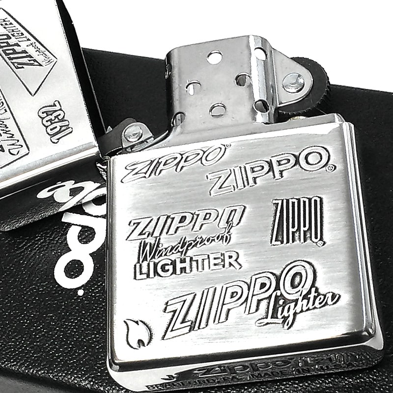 ZIPPO ロゴ ジッポー ライター 両面加工 かっこいい エッチング彫刻 メンズ 銀いぶし シンプル おしゃれ プレゼント ギフト