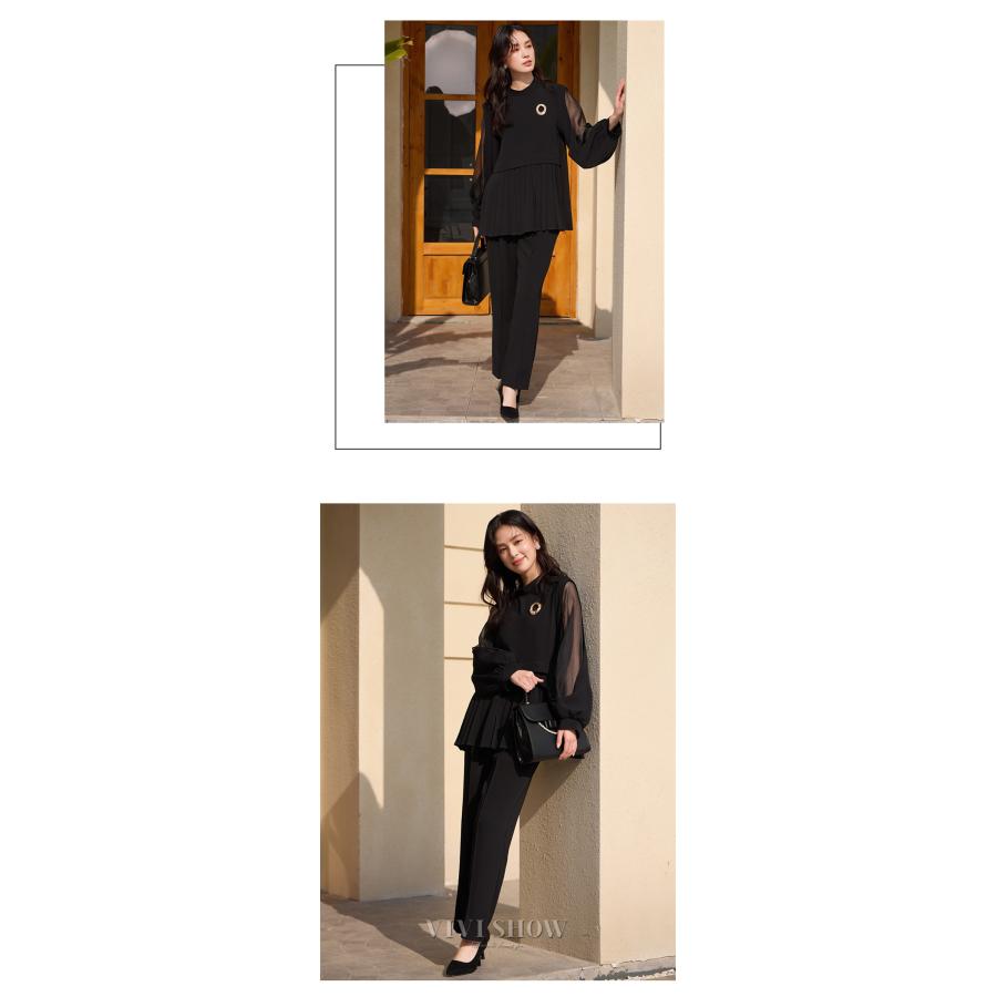 オケージョンセットアップ 結婚式 パーティー 大きいサイズ 入学式 卒業式 パンツ シースルー袖 20代 30代 40代 オケージョンセットアップ 結婚式 パーティー 大きいサイズ 入学式 卒業式 パンツ シースルー袖 20代 30代 40代