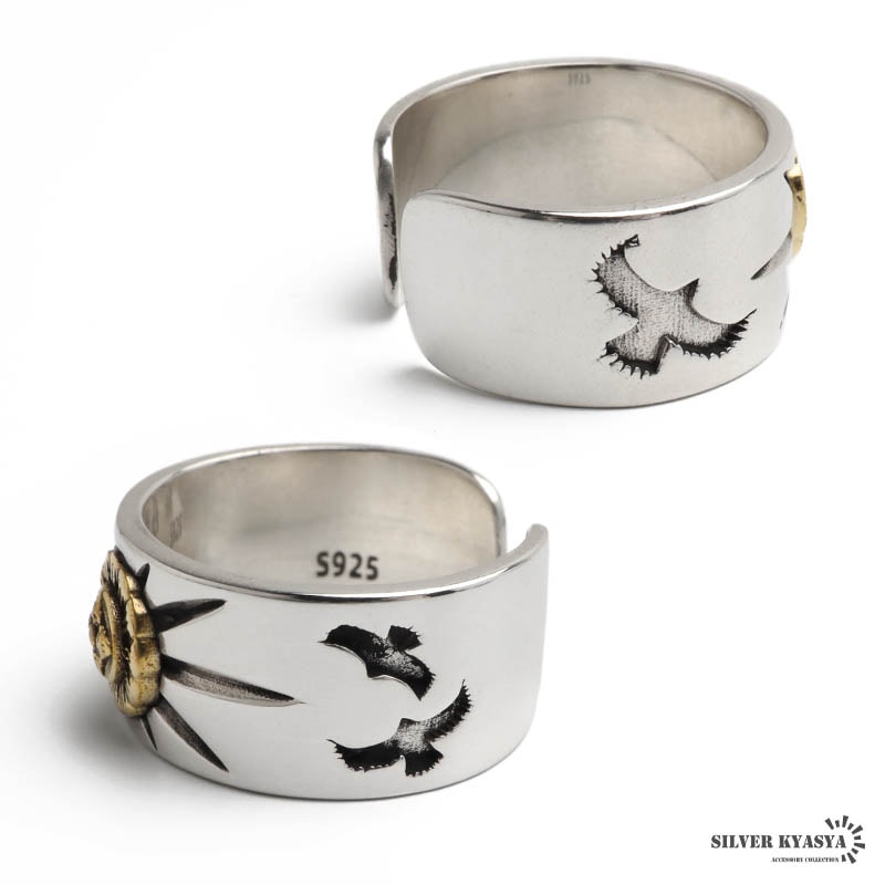 シルバー925 金剛杵メタルを据えたシルバーリング [rs084]