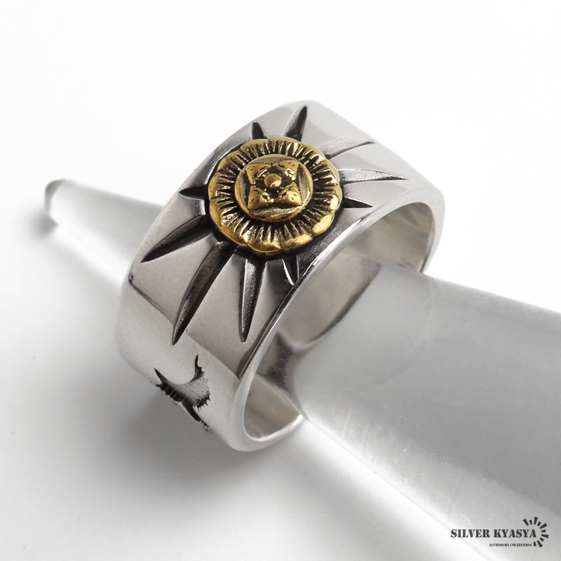 シルバー925 金剛杵メタルを据えたシルバーリング [rs084]