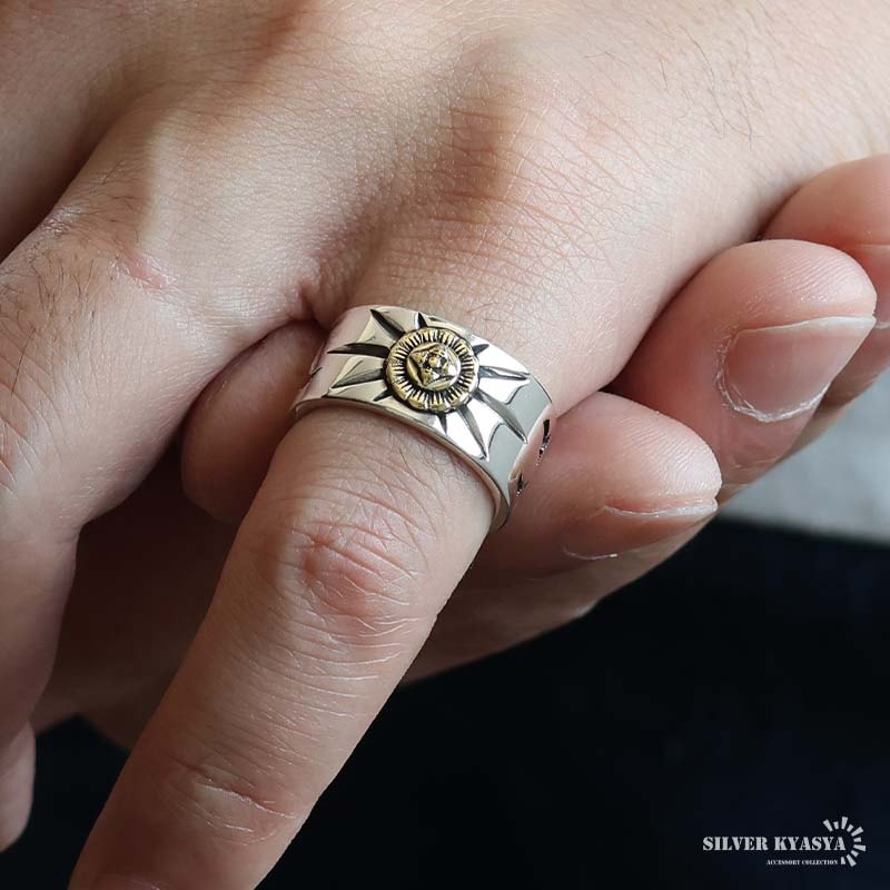 シルバー925 金剛杵メタルを据えたシルバーリング [rs084]