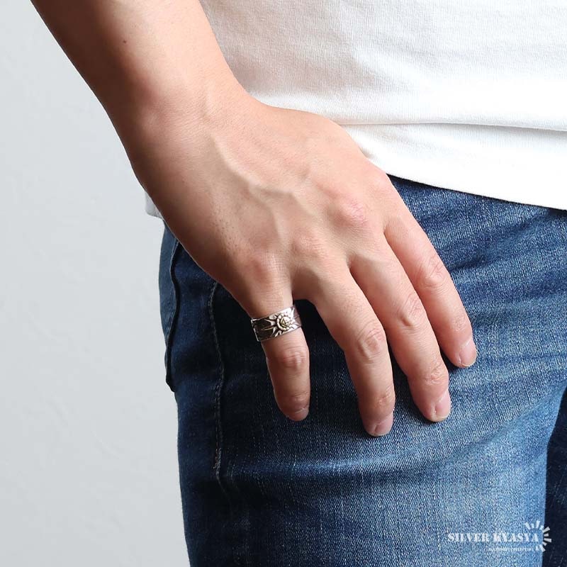 シルバー925 金剛杵メタルを据えたシルバーリング [rs084]