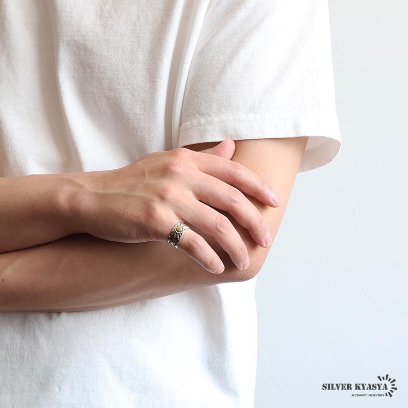 シルバー925 金剛杵メタルを据えたシルバーリング [rs084]