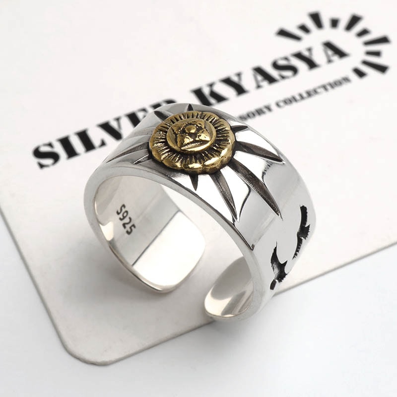 シルバー925 金剛杵メタルを据えたシルバーリング [rs084]