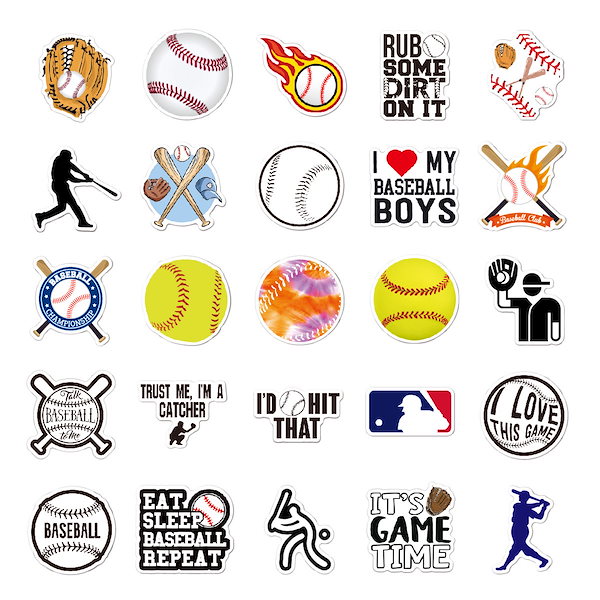 Qoo10] 50枚シール ステッカー 野球ステッカー