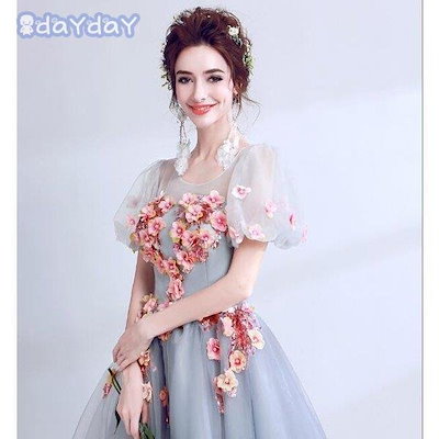新作豊富な ウエディンドレス ロング丈グレー豪華レー : レディース服 定番低価