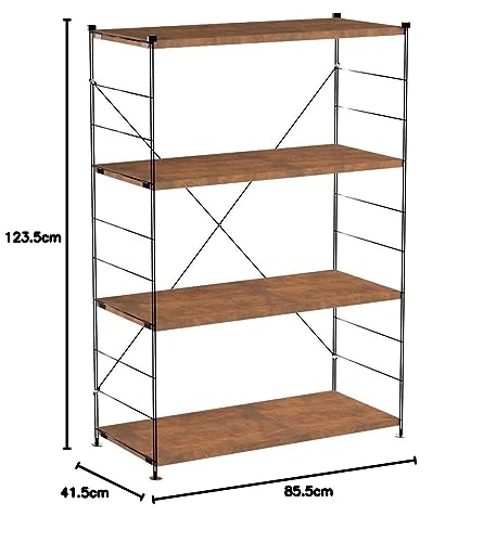 山善(YAMAZEN) ウッドシェルフ 4段 アンティーク ブラウン 幅85.5×奥行41.5×高さ123.5cm MWS-12844(ABR/SBK) 山善(YAMAZEN) ウッドシェルフ 4段 アンティーク ブラウン 幅85.5×奥行41.5×高さ123.5cm MWS-12844(ABR/SBK)