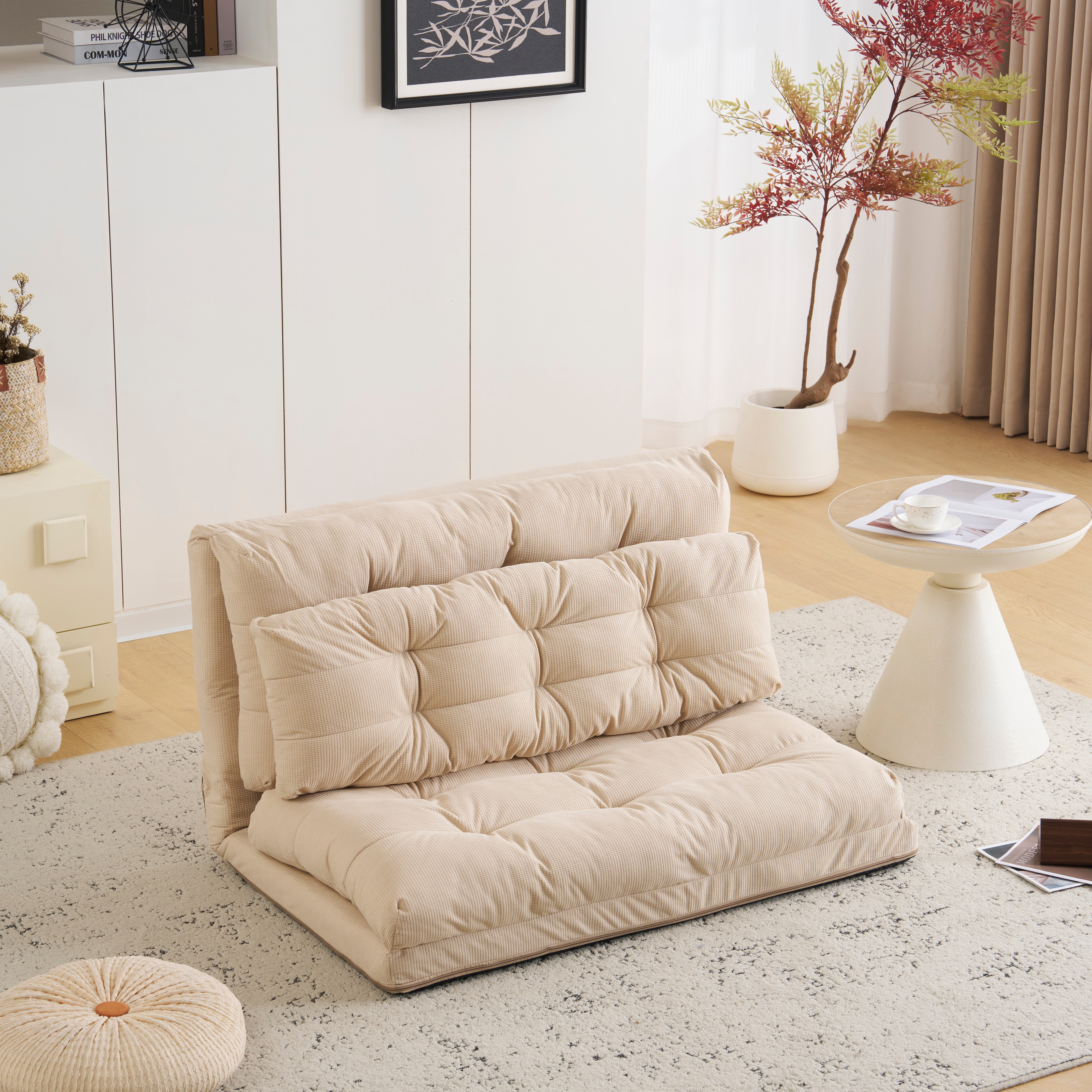 【国内出荷 - 3日配達】ソファーベッド ソファベッド ローソファー 2人掛け マルチに使える3WAY 幅108cm 6段階リクライニング クッション付き 座椅子 1人掛け ソファ 折りたたみ 折り畳