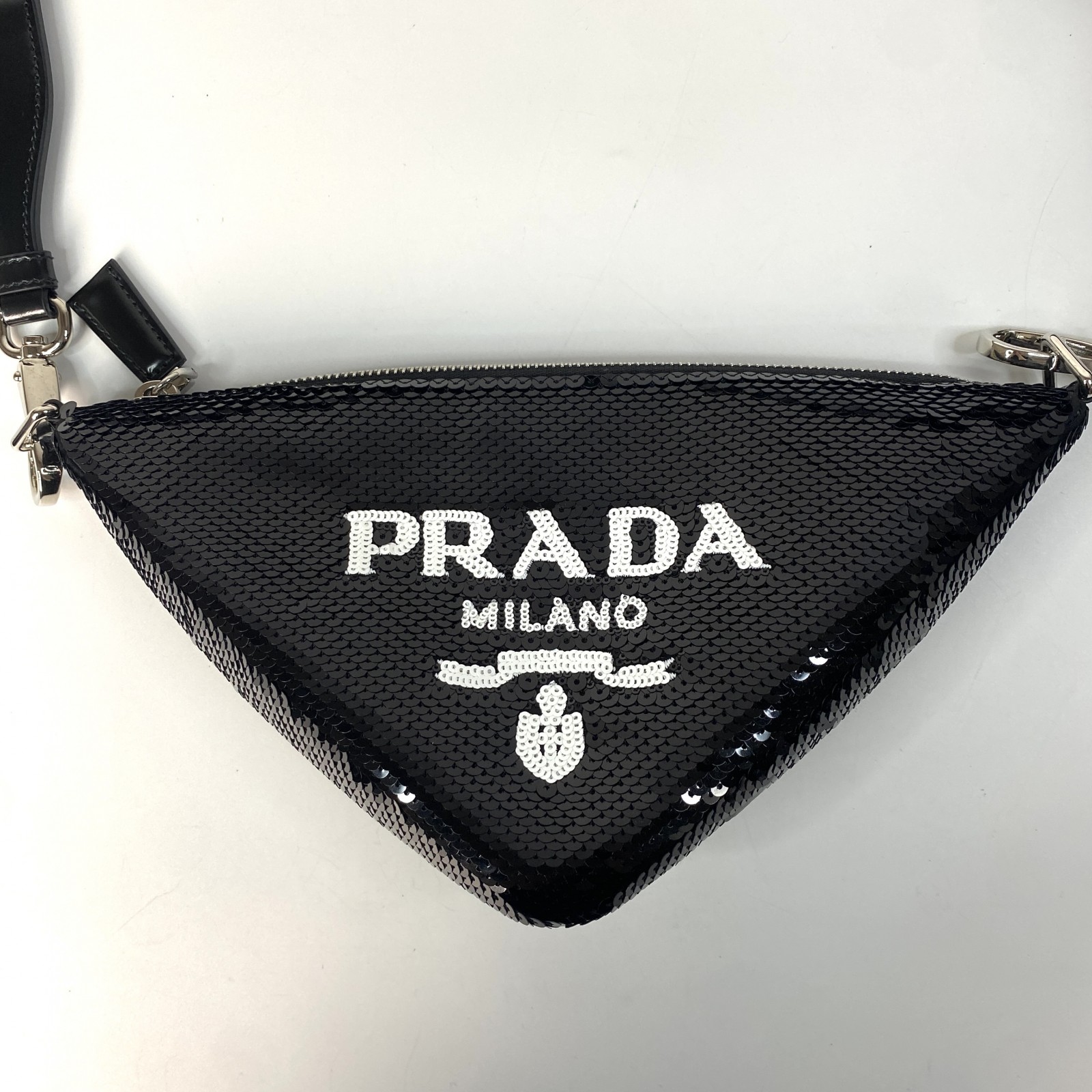 新品 プラダ PRADA レディース スパンコール トライアングル ショルダーバッグ 1BM190 斜めがけ クロスボディ