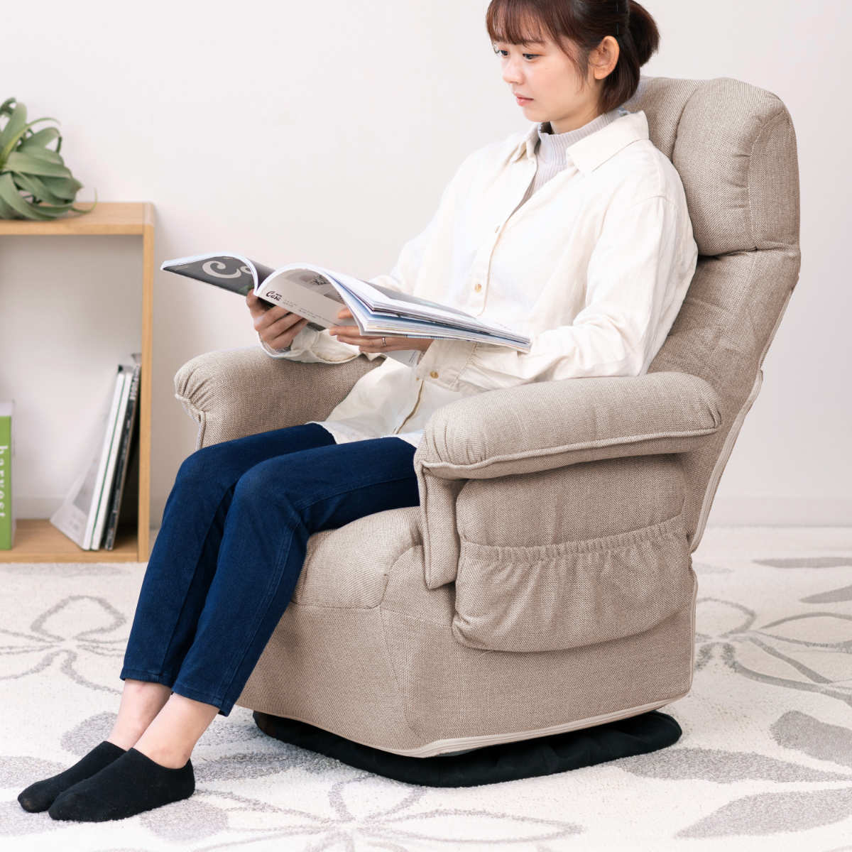 高座椅子 高齢者 回転 リクライニング 折りたたみ スリム 1人掛け ハイバック ソファ リクライニングチェア 椅子 コンパクト 収納 ポケット 肘付き チェア ファブリック 布 シンプル 高座椅子 高齢者 回転 リクライニング 折りたたみ スリム 1人掛け ハイバック ソファ リクライニングチェア 椅子 コンパクト 収納 ポケット 肘付き チェア ファブリック 布 シンプル