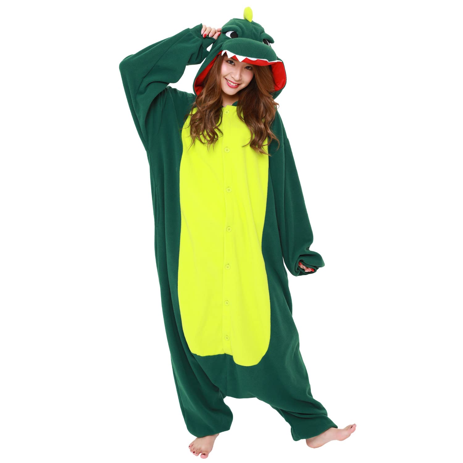 2635 着ぐるみ 大人用 フリース アニマル【カイジュウ/グリーン】