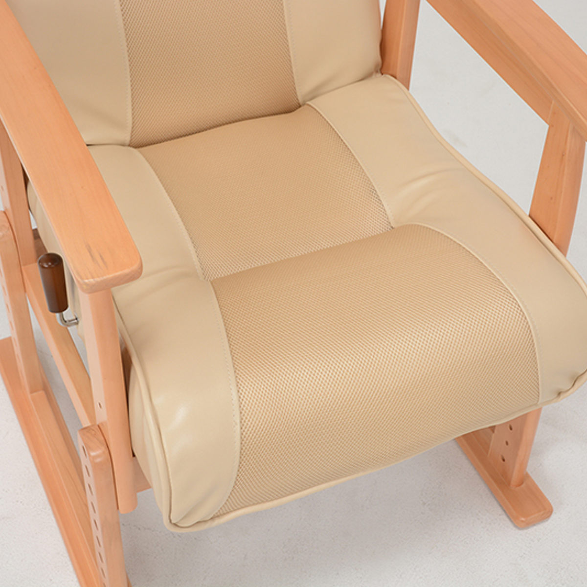 高座椅子 無段階リクライニング 高さ8段階調整 ロータイプ 2way 立ち座り楽 座いす 座椅子 1人掛け ソファ 木製 フレーム ハイバック 肘置き 肘掛 合皮 レザー調 メッシュ素材
