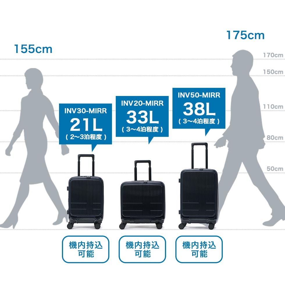 正規品2年保証 スーツケース 機内持ち込み フロントオープン 軽量 Sサイズ 小さめ 静音 TSAロック Extreme Journey 21L Coin-Locker INV30-MIRR