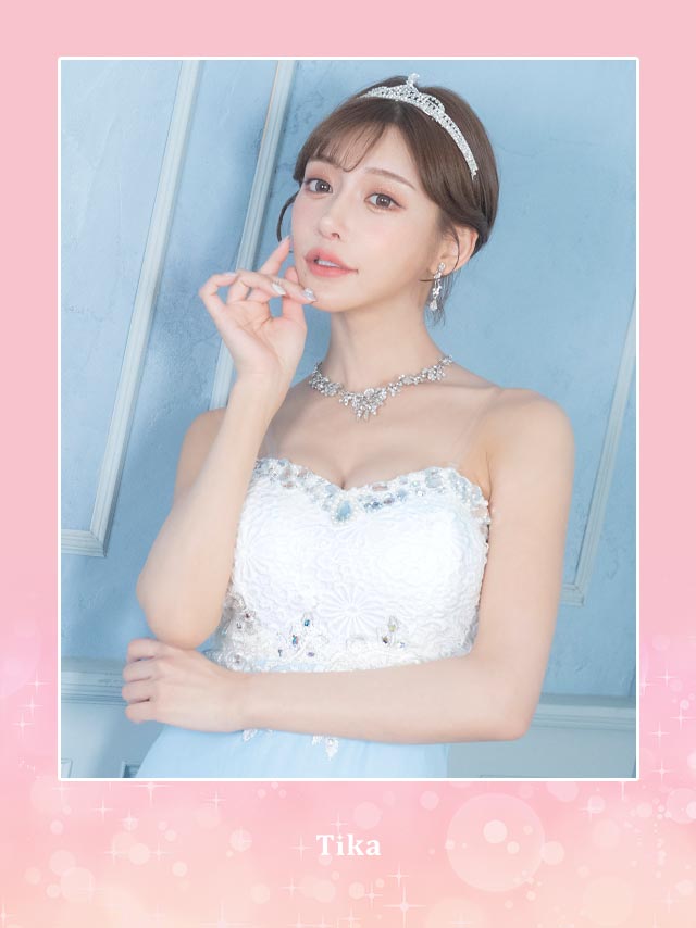 キャバ　ホステス　ロングドレス　バースデーイベント　演奏会　ライトブルー Tika キャバ バースデー ドレス ワンピース ロング丈 セクシー