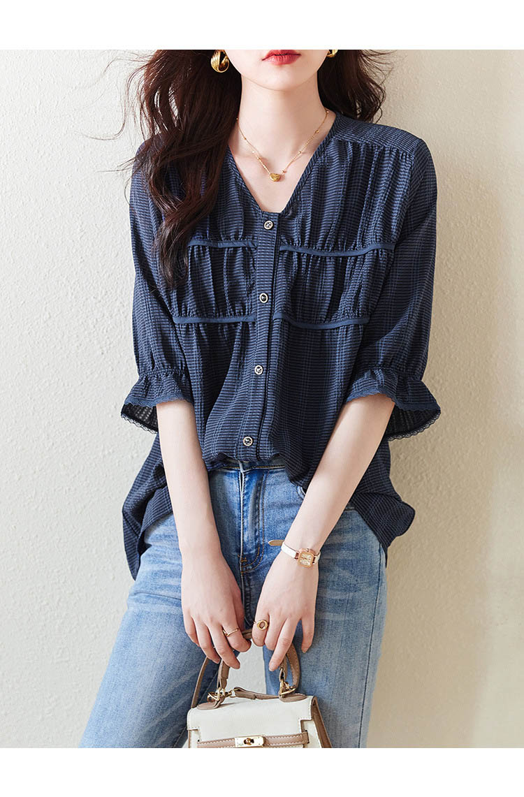【2025新作】ブラウス レディース 春 夏 秋 半袖 前開き スーツ オフィス トップス トップス 大きいサイズ フォーマル ネイビー きれいめ ゆったり おしゃれ 通勤 オフィス