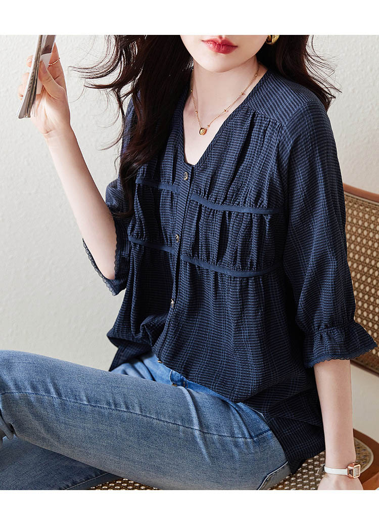 【2025新作】ブラウス レディース 春 夏 秋 半袖 前開き スーツ オフィス トップス トップス 大きいサイズ フォーマル ネイビー きれいめ ゆったり おしゃれ 通勤 オフィス