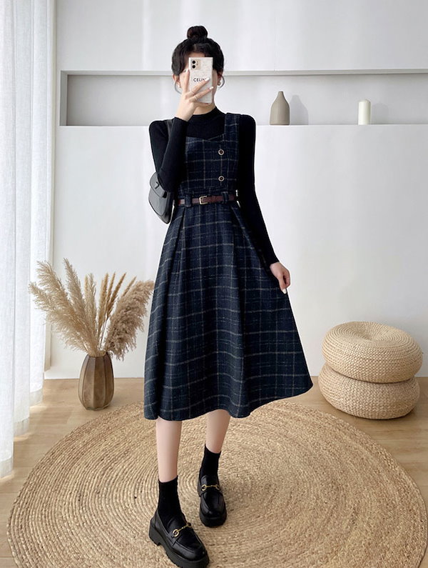 最終お値下げ アナイ　ホワイト チェック柄 　ジャンパースカート チェックツィードジャンパー スカート | ANAYI/アナイ | 三越