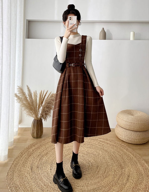 最終お値下げ アナイ　ホワイト チェック柄 　ジャンパースカート チェックツィードジャンパー スカート | ANAYI/アナイ | 三越伊勢丹