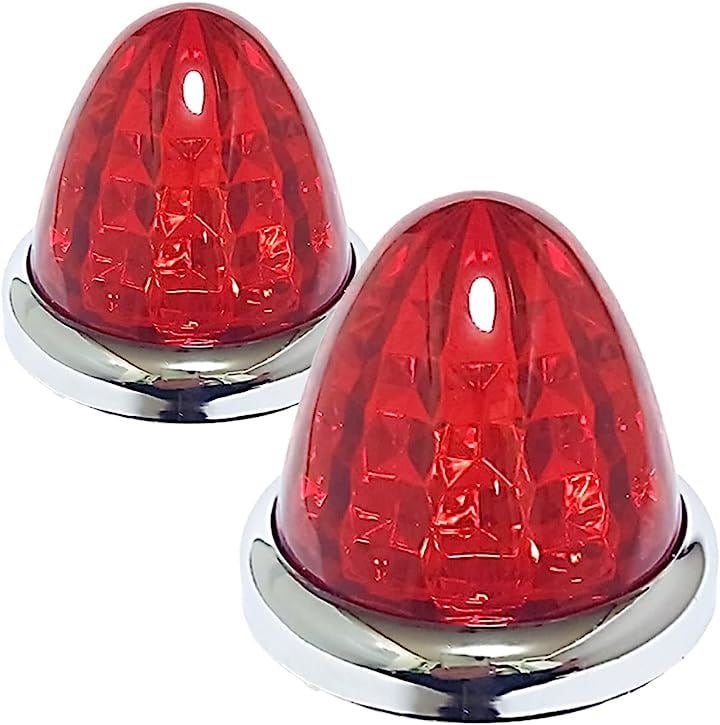 24V トラック用 LED マーカーランプ サイド 8面クリスタルカット仕様 16LED メッキリング 汎用 4個 セット( レッドレンズ) 24V トラック用 LED マーカーランプ サイド 8面クリスタルカット仕様 16LED メッキリング 汎用 4個 セット( レッドレンズ)