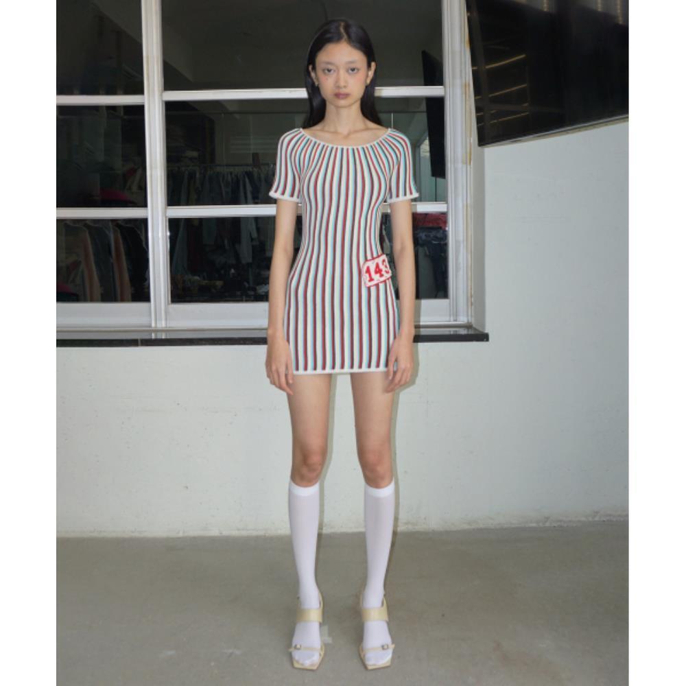 スカルプター Pleated Knit Mini Dress Multi Stripe SC24S301M スカルプター Pleated Knit Mini Dress Multi Stripe SC24S301M