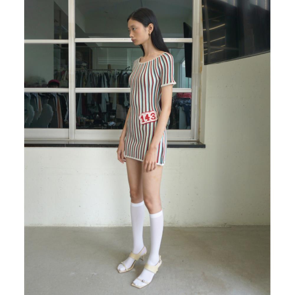 スカルプター Pleated Knit Mini Dress Multi Stripe SC24S301M スカルプター Pleated Knit Mini Dress Multi Stripe SC24S301M