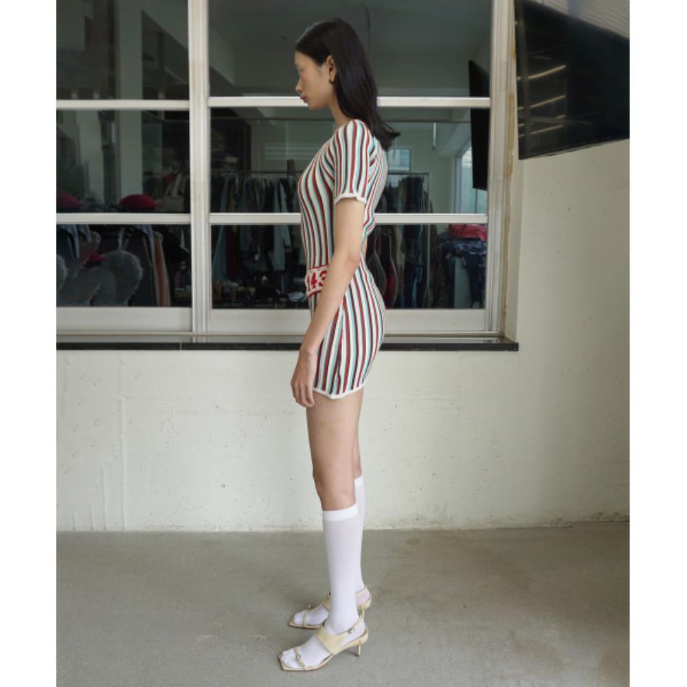 スカルプター Pleated Knit Mini Dress Multi Stripe SC24S301M スカルプター Pleated Knit Mini Dress Multi Stripe SC24S301M