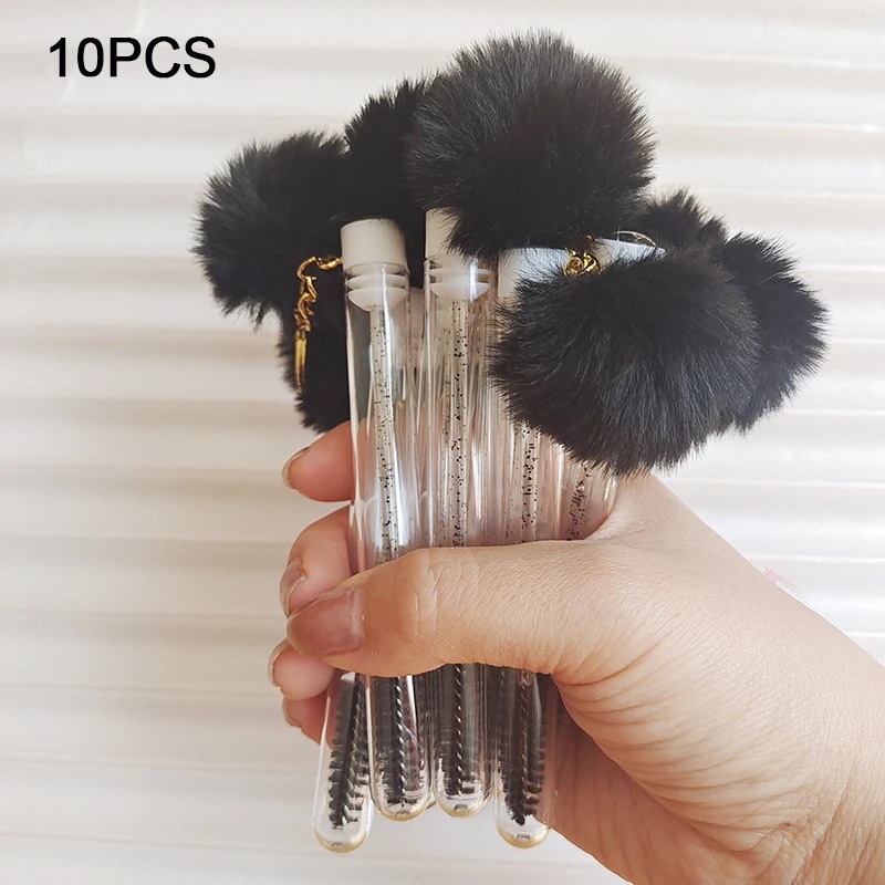 アイブロウブラシ,10個セット,まつげエクステ用の再利用可能なメイクツール