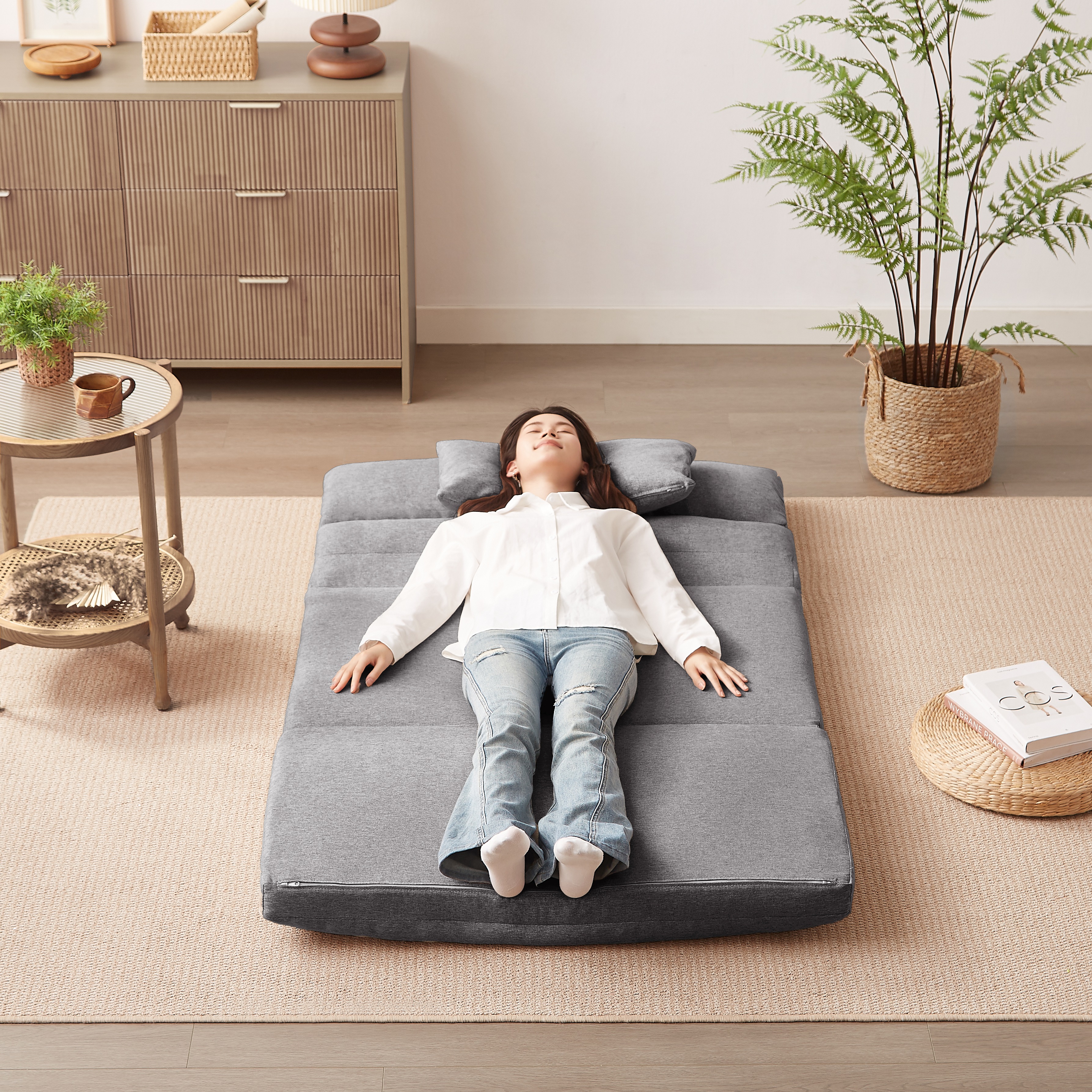 F34折りたたみ ソファベッド 座椅子 幅103cm 2人掛け ソファ リクライニング 5段階 コンパクト P1/P2 おしゃれ