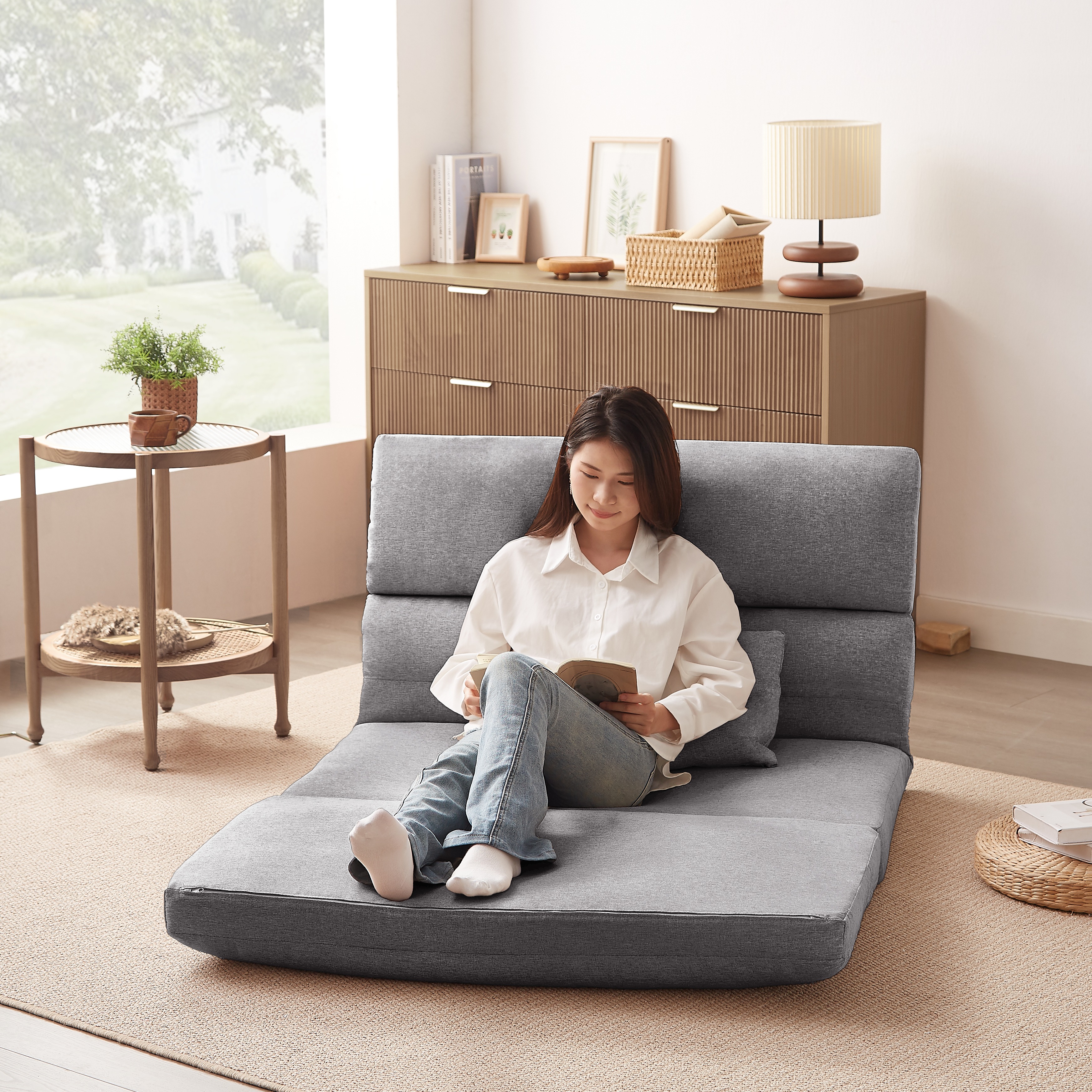 F34折りたたみ ソファベッド 座椅子 幅103cm 2人掛け ソファ リクライニング 5段階 コンパクト P1/P2 おしゃれ