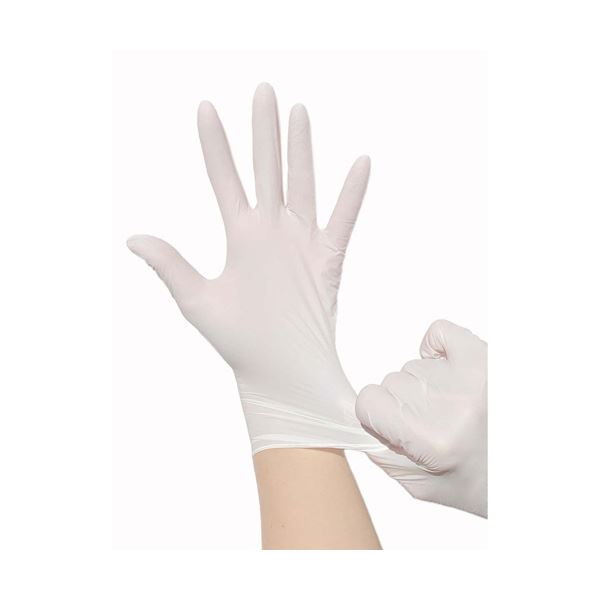 （まとめ） 錦尚金ゆうゆうグローブ ニトリルフィットグローブ パウダーフリー ホワイト L 1箱（100枚） [x5セット]