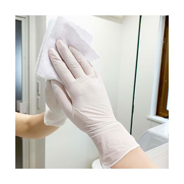 （まとめ） 錦尚金ゆうゆうグローブ ニトリルフィットグローブ パウダーフリー ホワイト L 1箱（100枚） [x5セット]