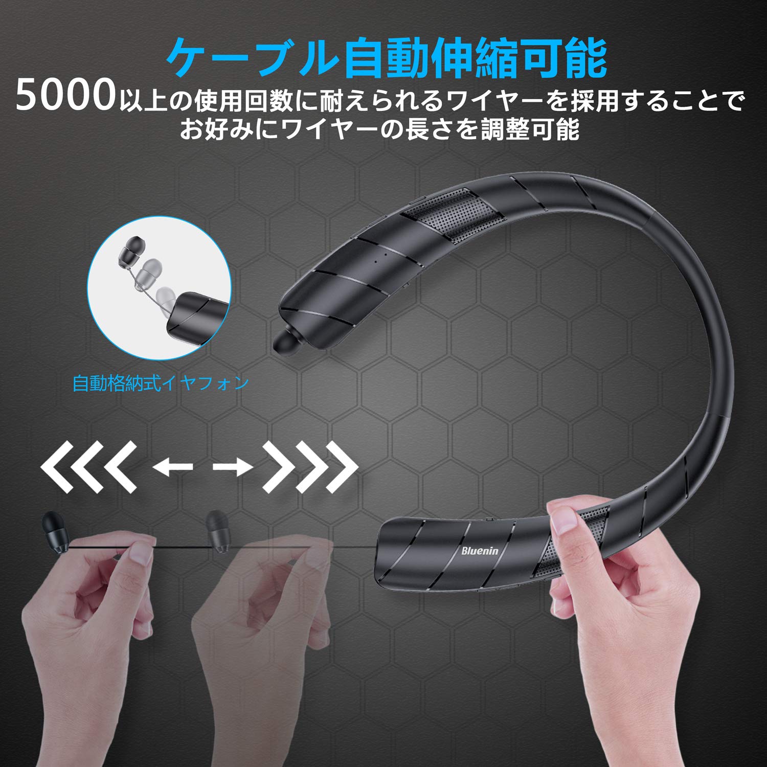 ネックスピーカー ワイヤレス Bluetoothイヤホン 格納式ヘッドフォン スピーカーとイヤホン2 in 1 ウェアラブル 15時間連続使用 Bluetooth5.0 搭載 HI-FI 3Dステレオ