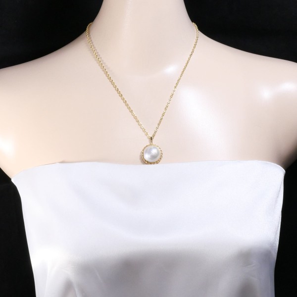 K18 18金 YG イエローゴールド ネックレス マベパール(真珠) ジュエリー 中古 K18 18金 YG イエローゴールド ネックレス マベパール(真珠) ジュエリー 中古