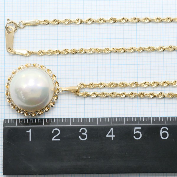 K18 18金 YG イエローゴールド ネックレス マベパール(真珠) ジュエリー 中古 K18 18金 YG イエローゴールド ネックレス マベパール(真珠) ジュエリー 中古