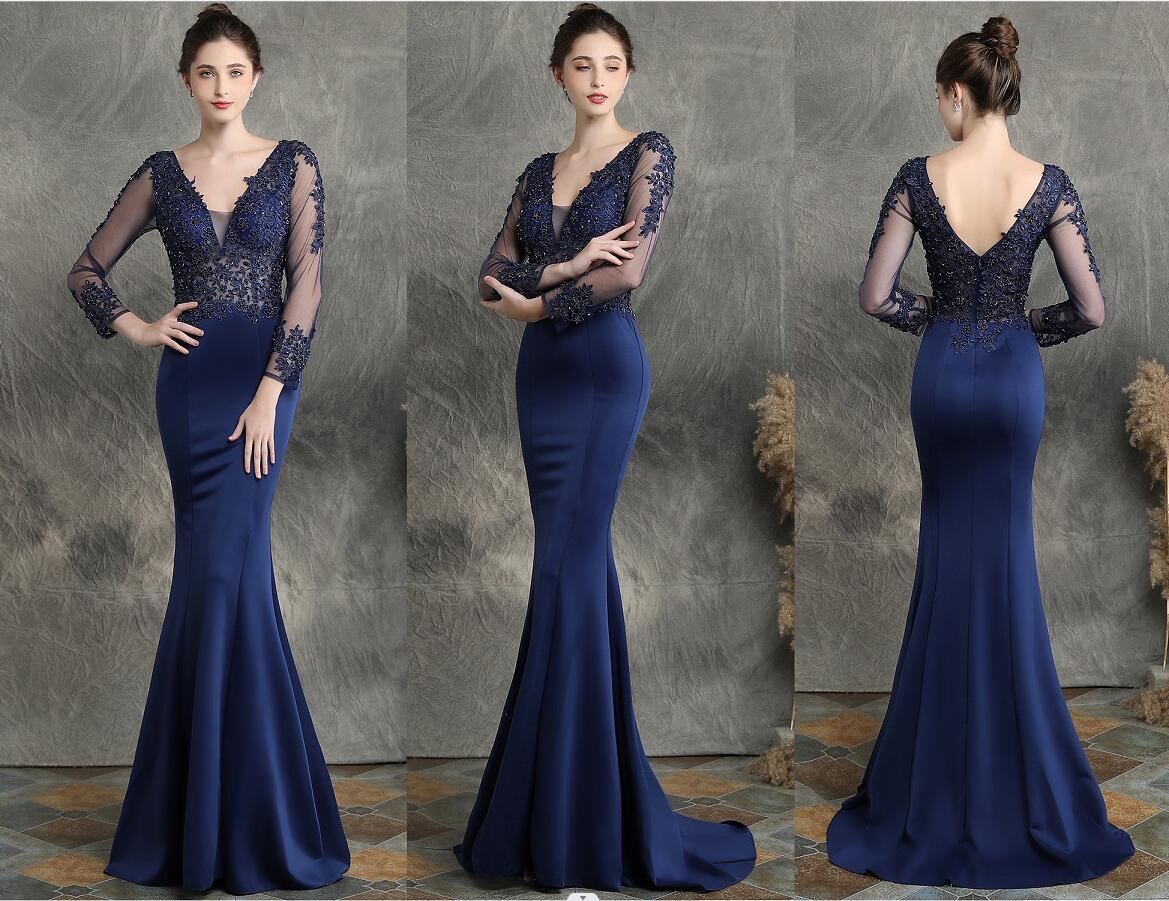 長袖ドレス 花柄 刺繍 メッシュワンピース パーティードレス ロングドレス 花嫁 ウェディングドレス イブニングドレス結婚式 演奏会 人魚マーメイド 高級感 上品