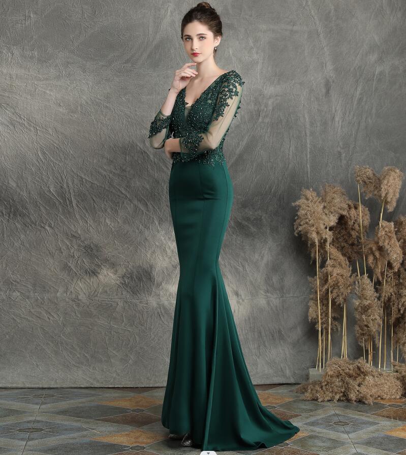 長袖ドレス 花柄 刺繍 メッシュワンピース パーティードレス ロングドレス 花嫁 ウェディングドレス イブニングドレス結婚式 演奏会 人魚マーメイド 高級感 上品