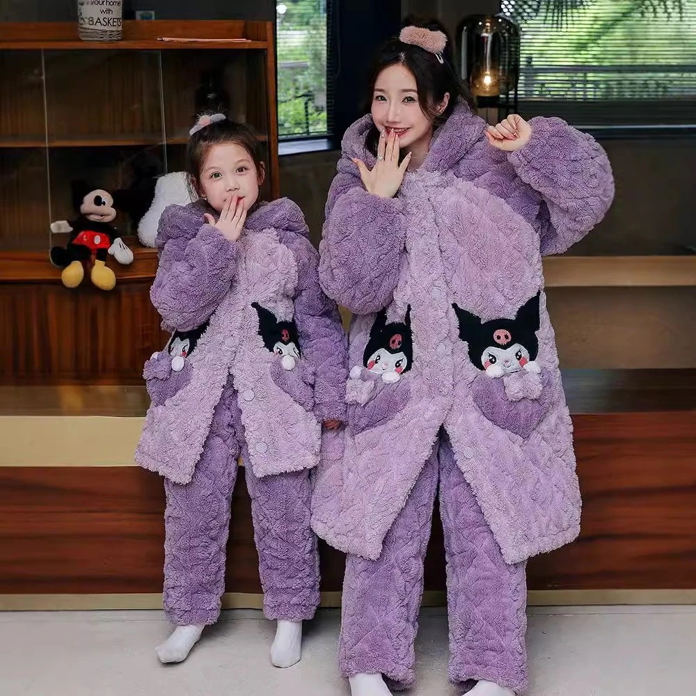 女の子のパジャマ24厚めのサンゴベルベット三層パッド入り子供の母と娘の部屋着 女の子のパジャマ24厚めのサンゴベルベット三層パッド入り子供の母と娘の部屋着