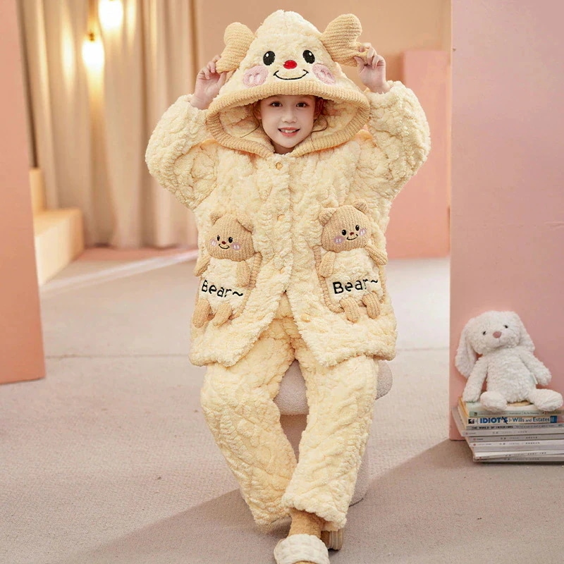 女の子のパジャマ24厚めのサンゴベルベット三層パッド入り子供の母と娘の部屋着 女の子のパジャマ24厚めのサンゴベルベット三層パッド入り子供の母と娘の部屋着