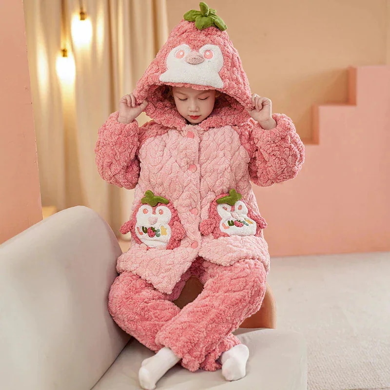 女の子のパジャマ24厚めのサンゴベルベット三層パッド入り子供の母と娘の部屋着 女の子のパジャマ24厚めのサンゴベルベット三層パッド入り子供の母と娘の部屋着