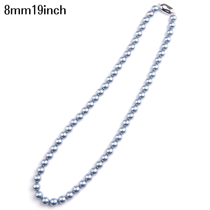 花珠高級オーロラ本貝 8mm パールネックレス ビーンズクラスプ 19インチ 19inch 50m