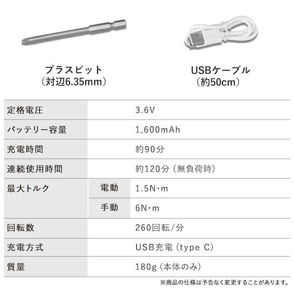 Qoo10] アイリスオーヤマ 充電式ボールグリップミニドライバ 3.6