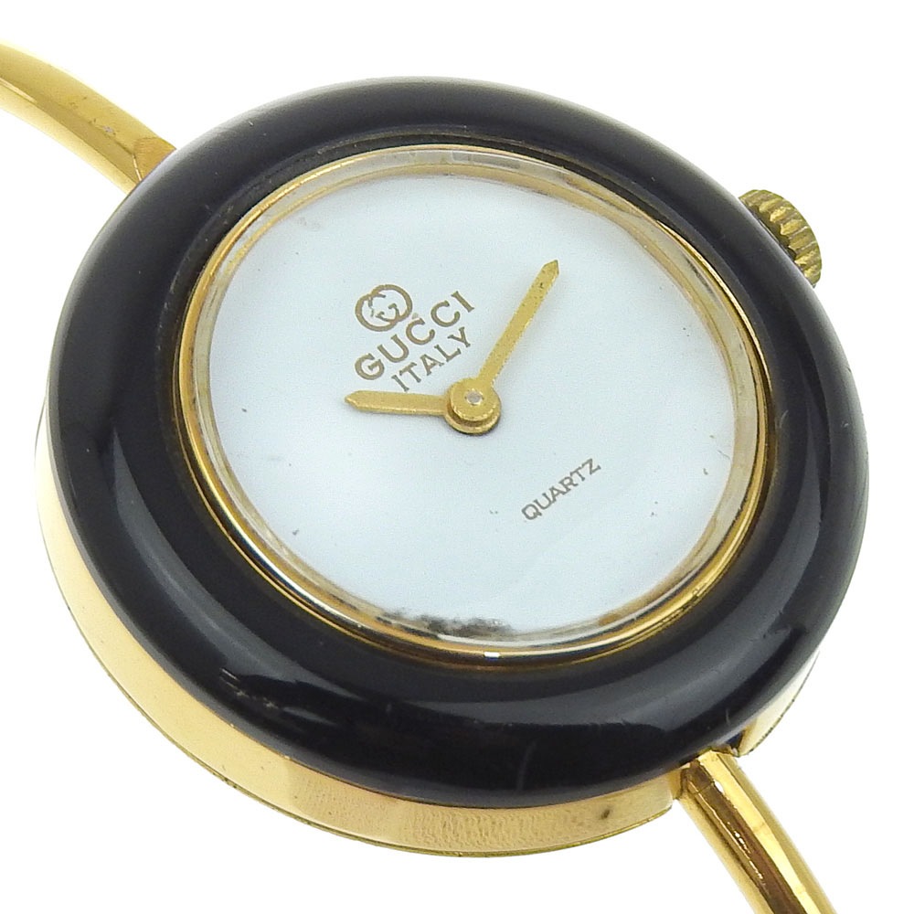 チェンジベゼル 腕時計 金メッキ クオーツ アナログ表示 レディース 白文字盤 中古品 チェンジベゼル 腕時計 金メッキ クオーツ アナログ表示 レディース 白文字盤 中古品